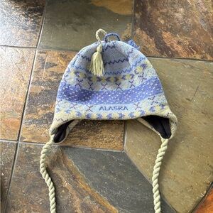 Women's Knit Earflap Hat - Blue and Green